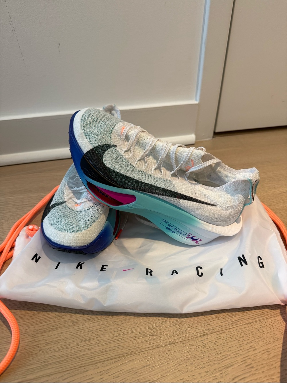 Nike Alphafly 3s Carbon Plated Racing Shoes - White with Teal - NEVER WORN